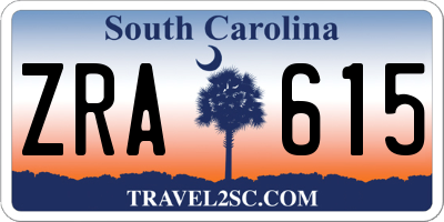 SC license plate ZRA615