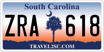 SC license plate ZRA618