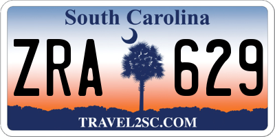 SC license plate ZRA629