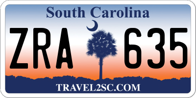 SC license plate ZRA635