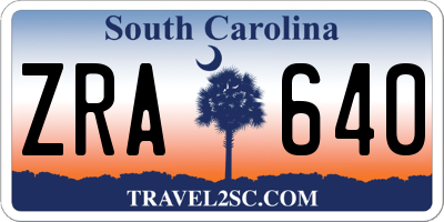 SC license plate ZRA640