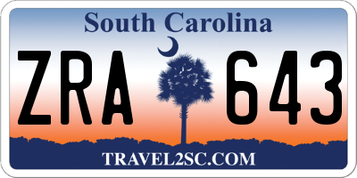 SC license plate ZRA643