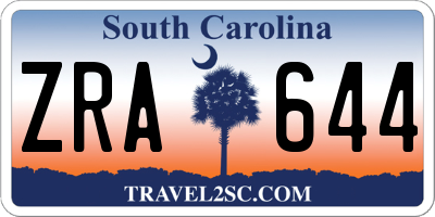 SC license plate ZRA644