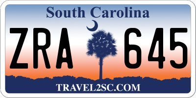 SC license plate ZRA645