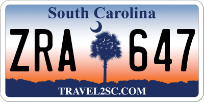 SC license plate ZRA647
