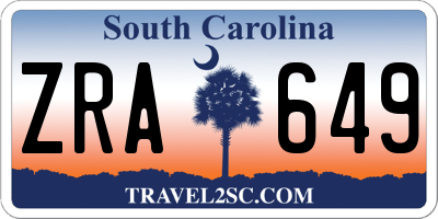 SC license plate ZRA649