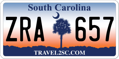 SC license plate ZRA657