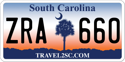 SC license plate ZRA660
