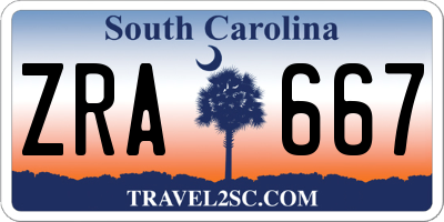 SC license plate ZRA667