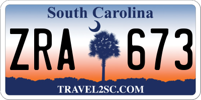 SC license plate ZRA673