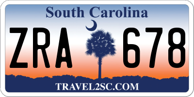 SC license plate ZRA678