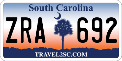 SC license plate ZRA692