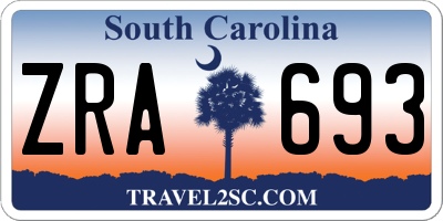 SC license plate ZRA693
