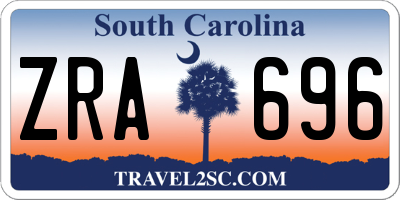 SC license plate ZRA696