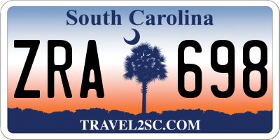 SC license plate ZRA698