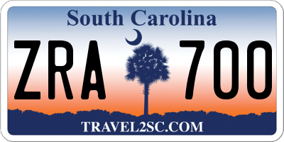 SC license plate ZRA700