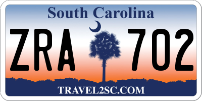 SC license plate ZRA702