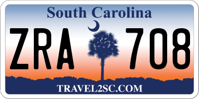 SC license plate ZRA708