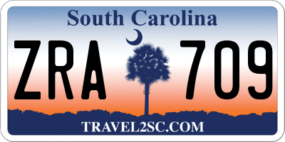 SC license plate ZRA709