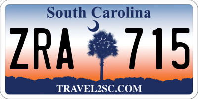 SC license plate ZRA715