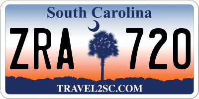 SC license plate ZRA720