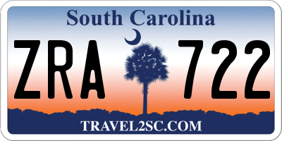 SC license plate ZRA722