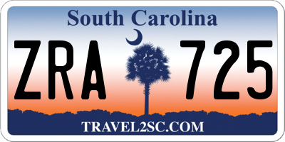 SC license plate ZRA725