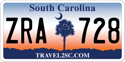 SC license plate ZRA728