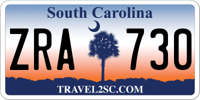 SC license plate ZRA730