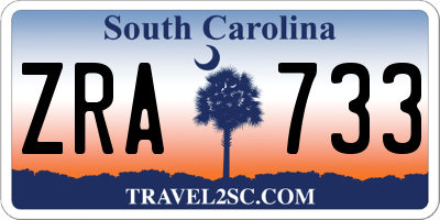 SC license plate ZRA733