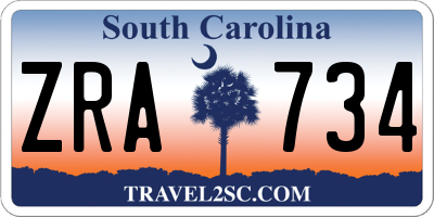 SC license plate ZRA734