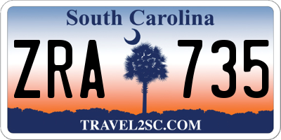 SC license plate ZRA735