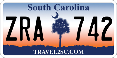 SC license plate ZRA742