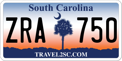 SC license plate ZRA750