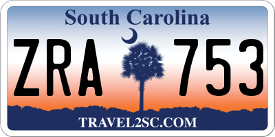 SC license plate ZRA753