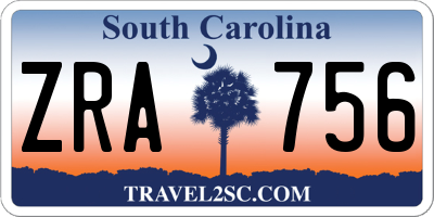 SC license plate ZRA756