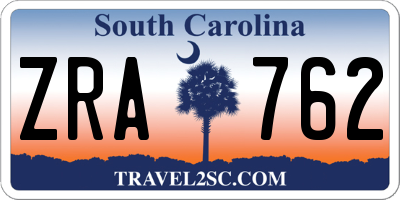 SC license plate ZRA762