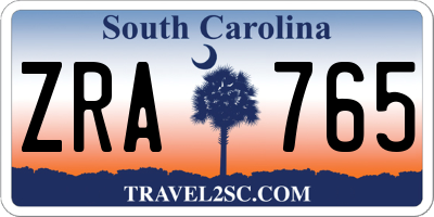 SC license plate ZRA765
