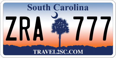 SC license plate ZRA777