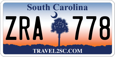 SC license plate ZRA778