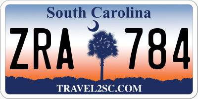 SC license plate ZRA784