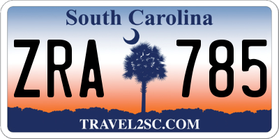 SC license plate ZRA785