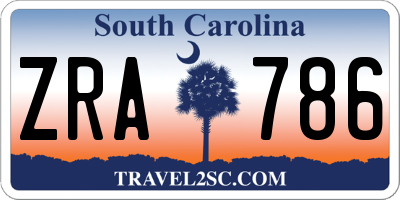 SC license plate ZRA786