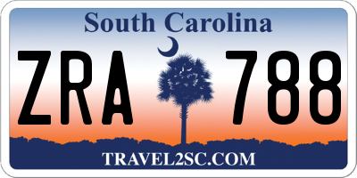SC license plate ZRA788