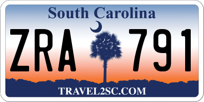 SC license plate ZRA791
