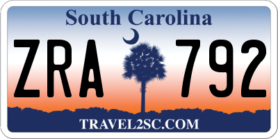 SC license plate ZRA792