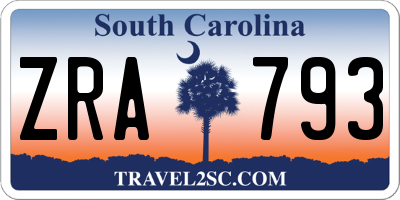SC license plate ZRA793