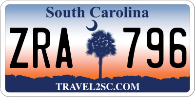 SC license plate ZRA796