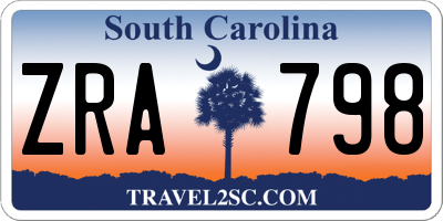 SC license plate ZRA798