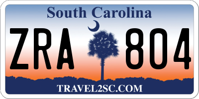SC license plate ZRA804